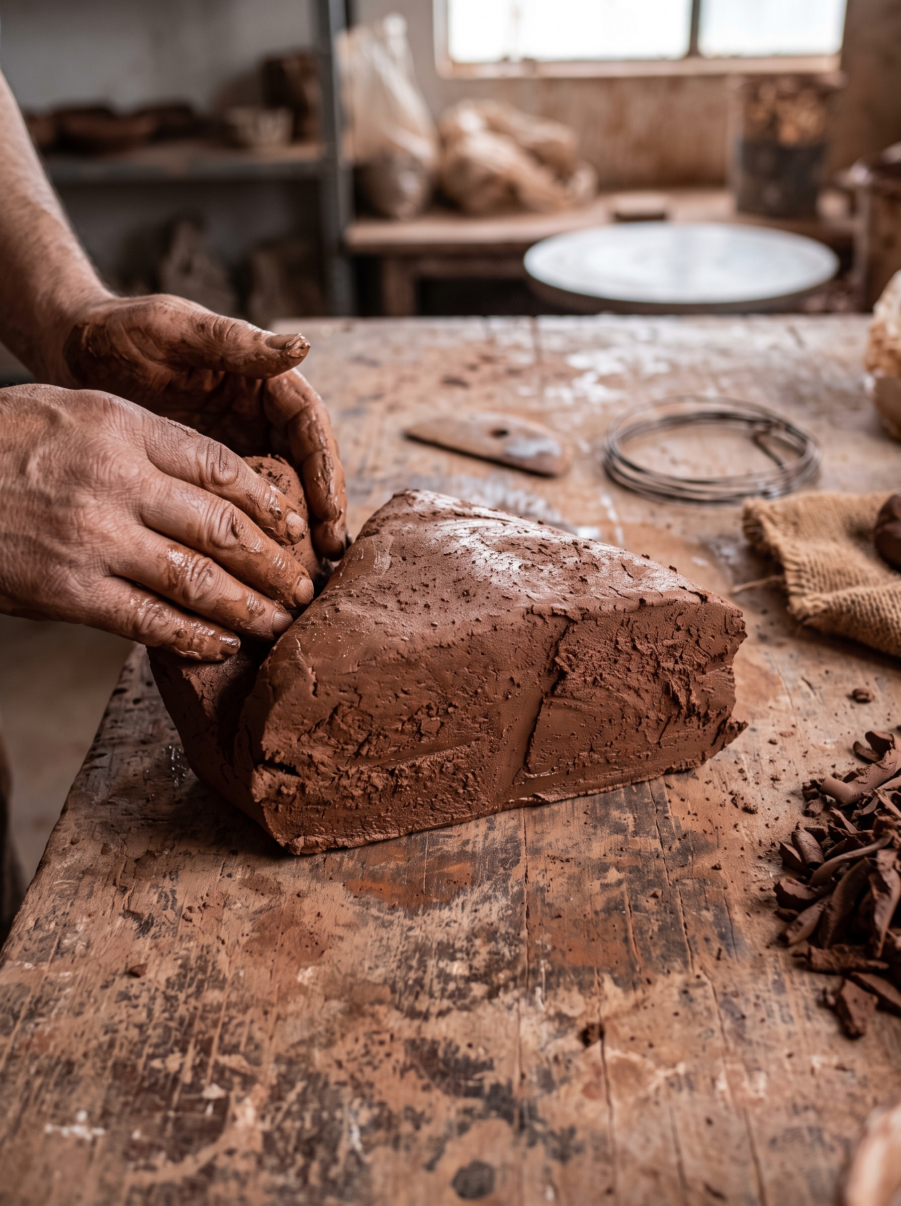 Raw terracotta clay close-up