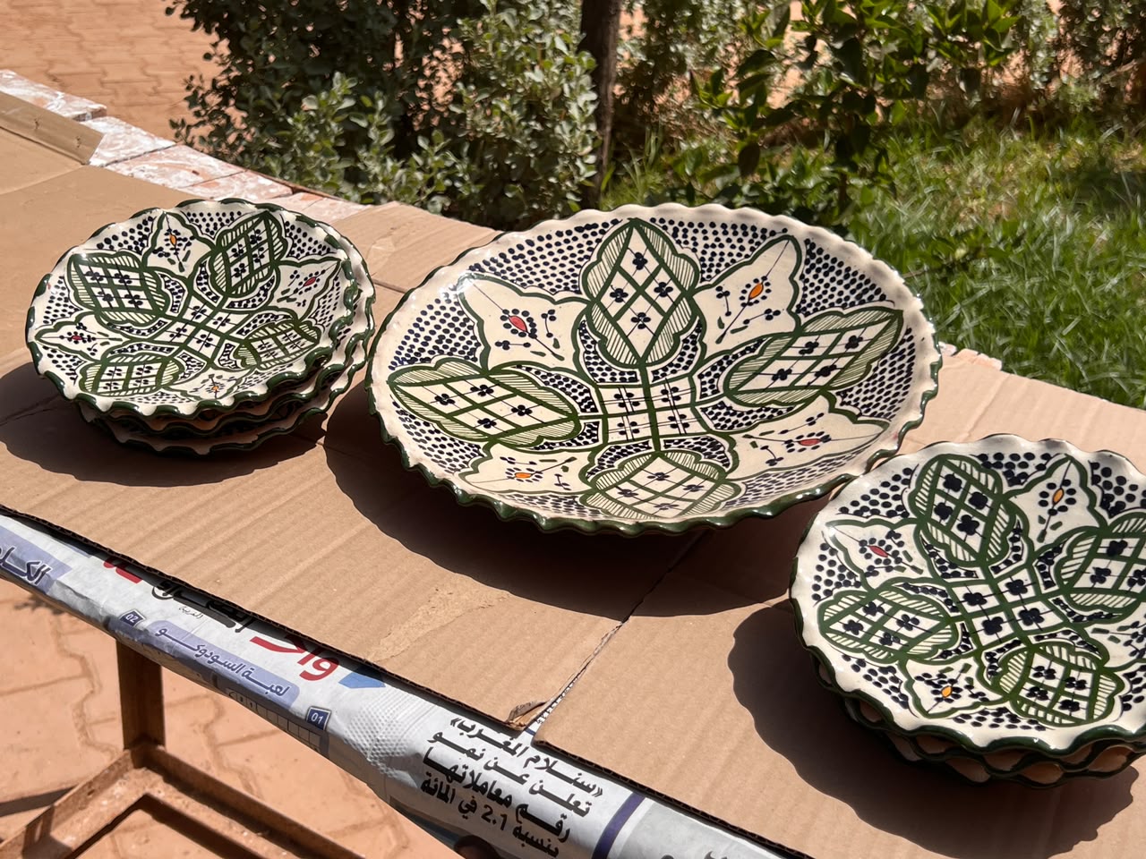 Hand-painted Safi ceramic plates in various sizes