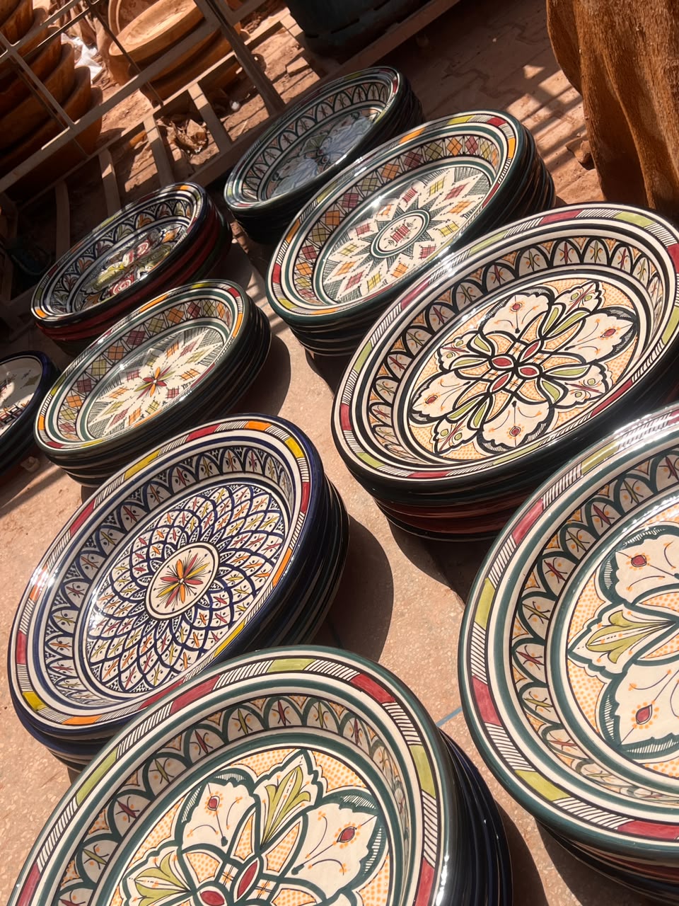 Large Safi ceramic platter with zellij star pattern