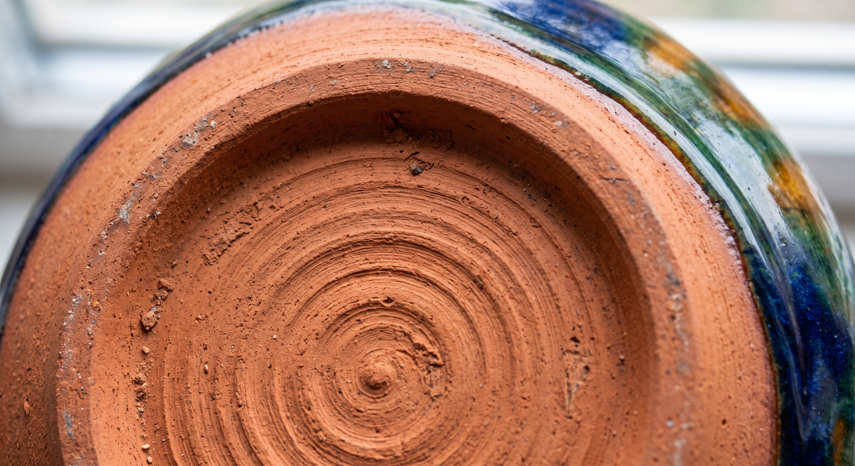 Unglazed terracotta base of a Safi ceramic vessel showing red clay